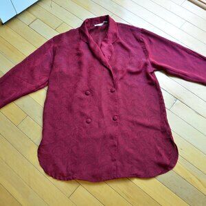 Vintage Victoria’s Secret Gold Label Jacquard Red Paisley Satin Robe Size M/L